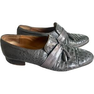 Mens Traversi Gray Ostrich Tassel Buttercup Loafers Dress Shoes - Sz 10D 10